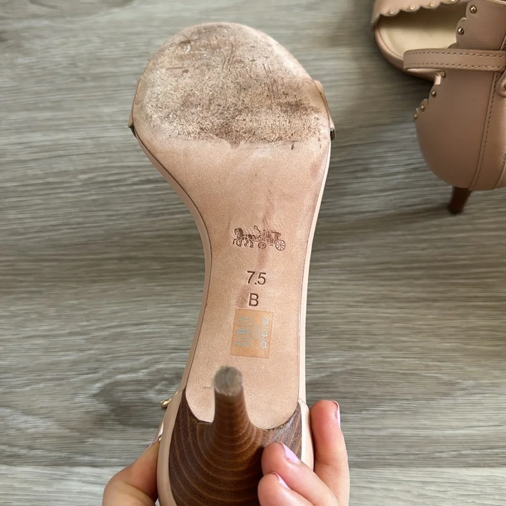 Coach Monica Scalloped Leather Heels